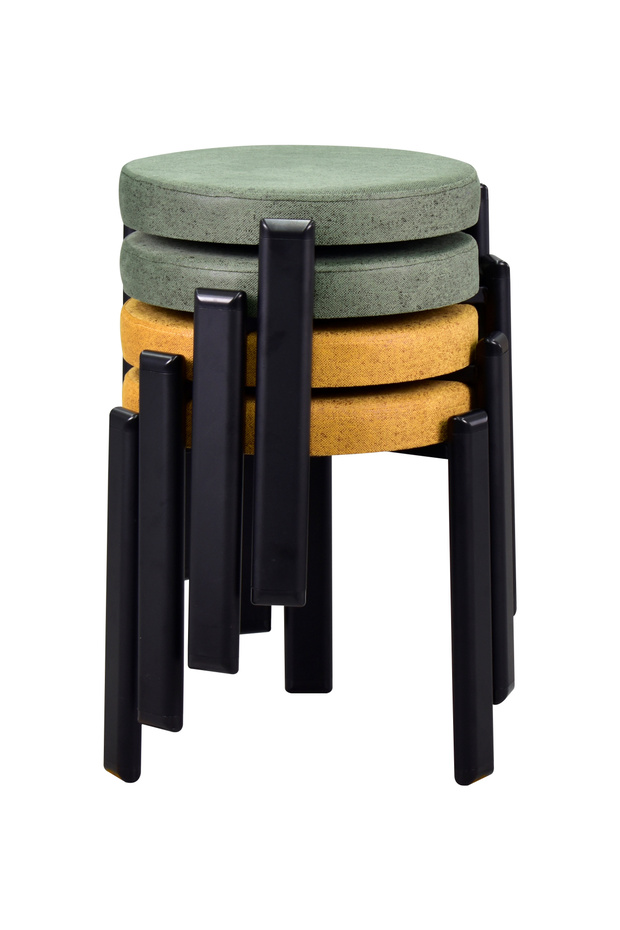 Teras Siyah Metal Ayak İstiflenebilir Mutfak-Balkon Taburesi (4 Adet) - 1