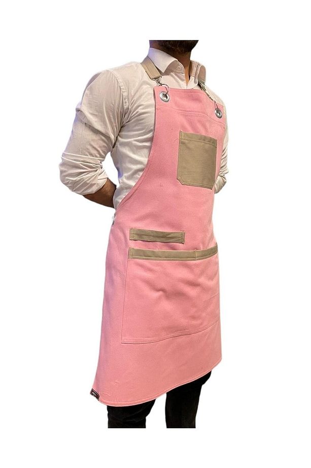 Pembe Trend Önlük Cafe Restoran Ayarlanabilir Askılı Önlük Model - 5