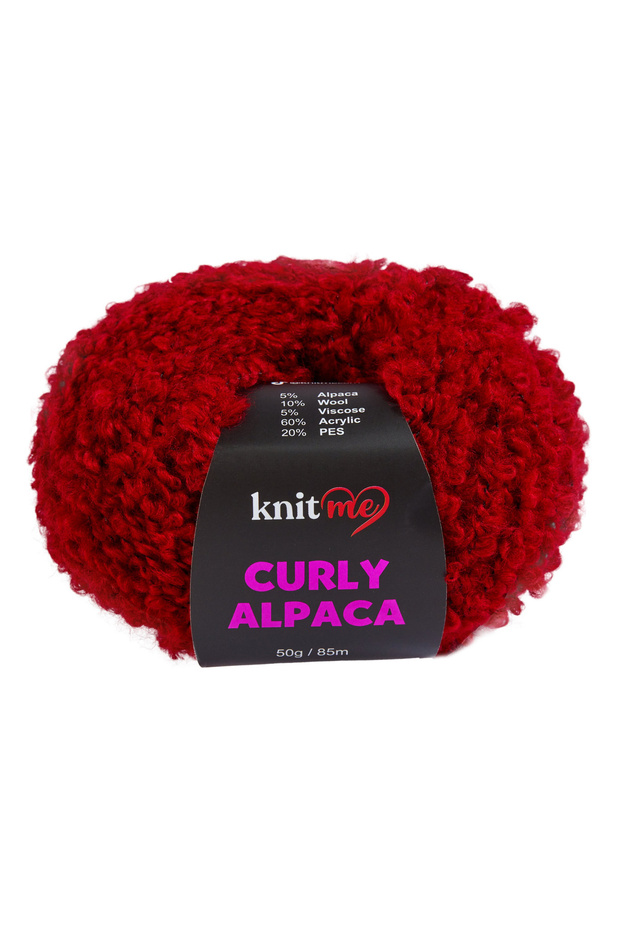 5 Pieces Curly Alpaca Wool Blended Curly Textured Soft Plush String KC19 Red - 1