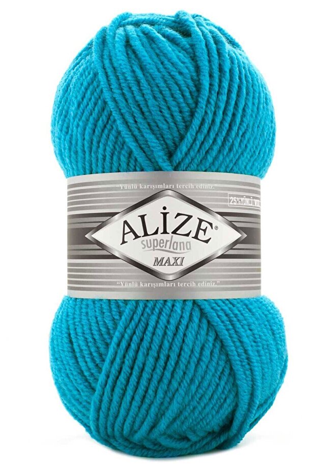 5 Pieces Superlana Maxi Turquoise 484 Thick Hand Knitting Thread Vest Cardigan Thread Scarf Beanie Sweater Thread