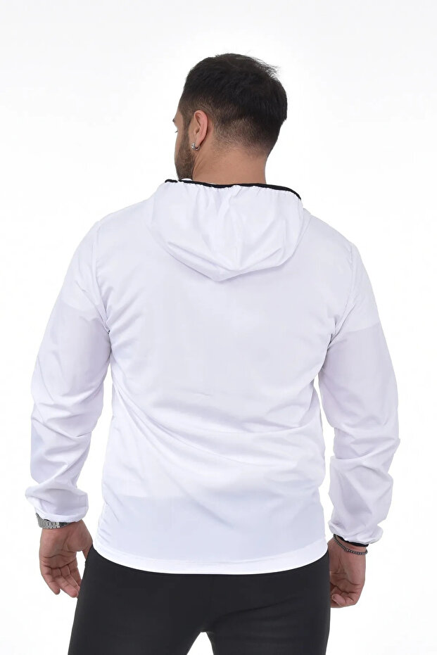 İxir Kanguru Cepli Yağmurluk Beyaz Düz - 3