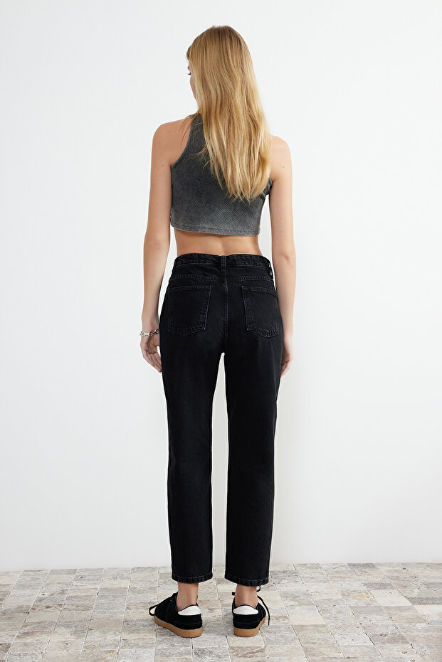 Fekete magas derekú Mom Jeans TWOAW24JE00076 - 10