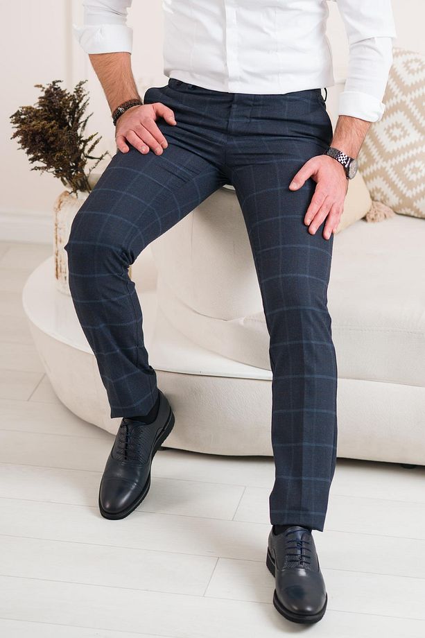 Regular Fit Ekoseli Kışlık Erkek Kumaş Pantolon - 1