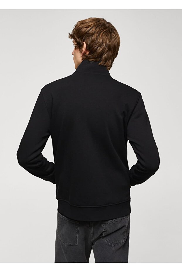 Fermuarlı pamuklu sweatshirt - 4