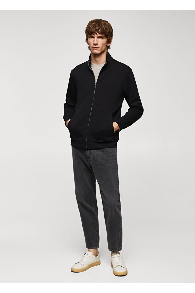 Fermuarlı pamuklu sweatshirt - 2