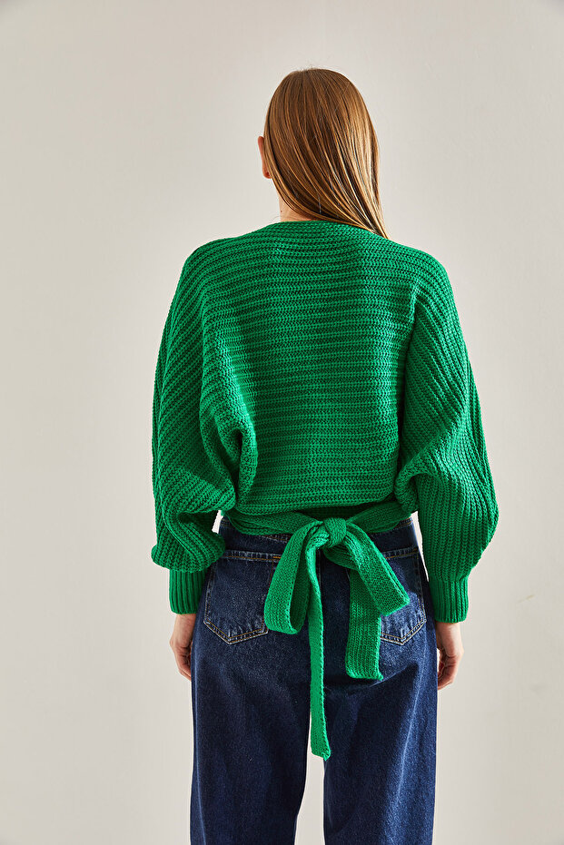 Kadın Bağlama Detaylı Triko Hırka - 2