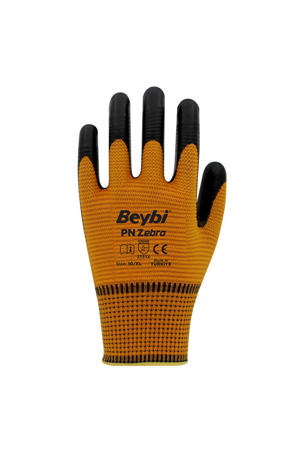 PN Zebra Polyester Örme Nitril Eldiven Turuncu 12 Çift - 2