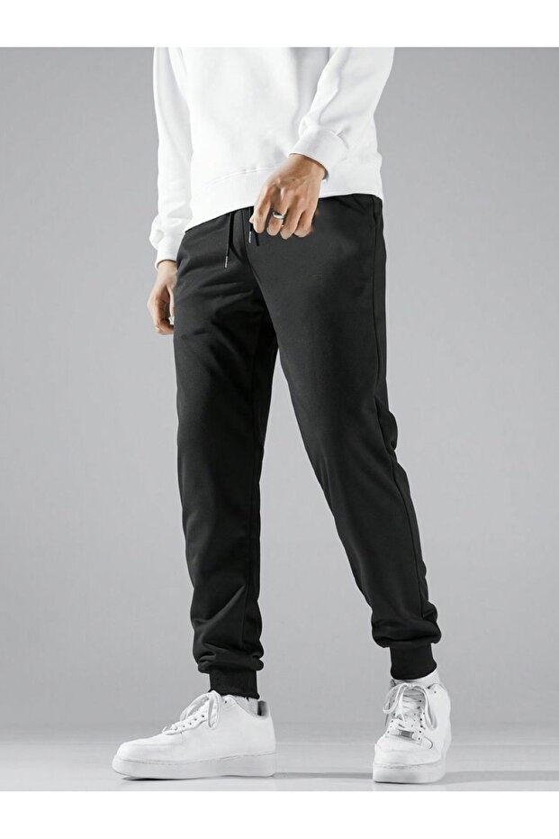 Unisex Basic Black Sweatpants - 1