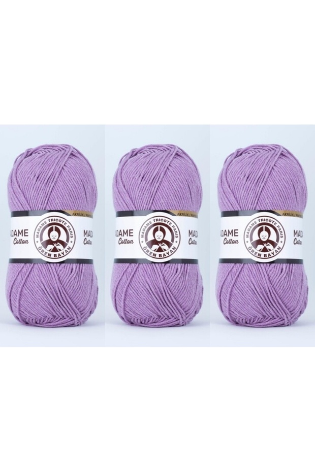 Oren Madame Cotton Hand Knitting Yarn 100 gr 3 Pieces Color 023 Purple