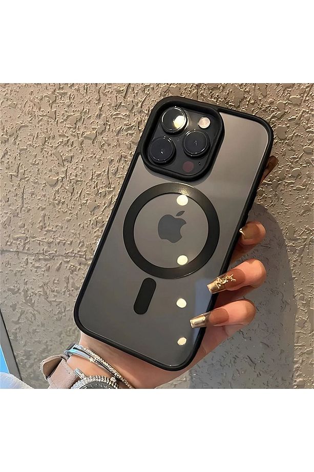 İphone 15 Pro Max Kılıf Krom Mika Magsafe Arkası Şeffaf Hassas Butonlu Mat Yumuşak Renkli Kenarlı - 2