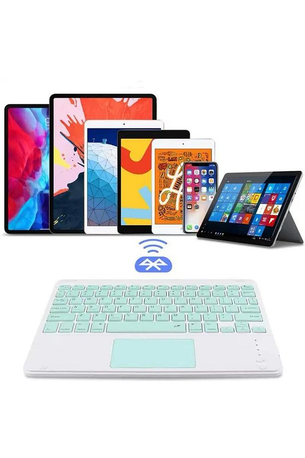 Tüm Cihazlara Uyumlu Akıllı Taşınabilir Bluetooth Klavye Mouse Touchpad Slim Klavye Set - 4