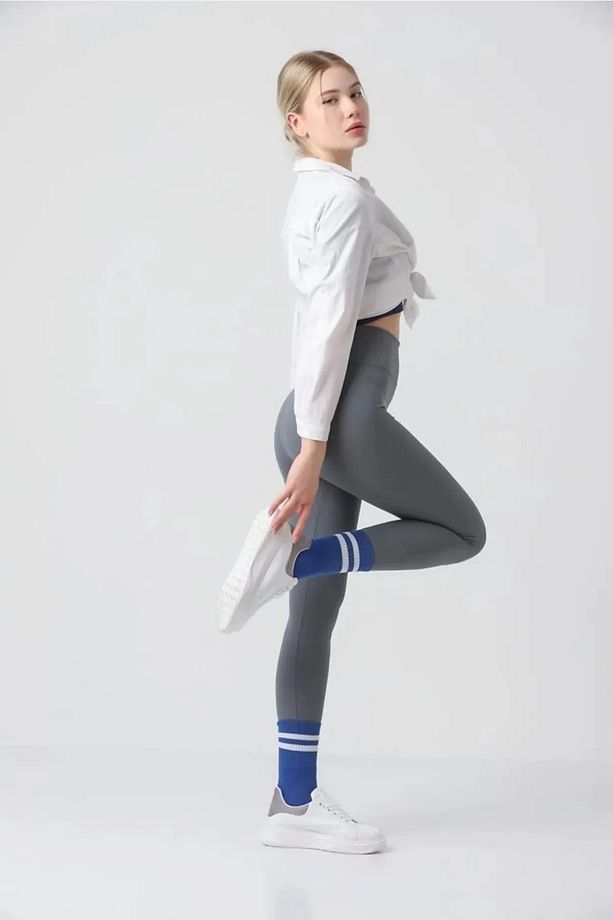 Fitilli Tayt Yüksek Bel Push Up Etkili Fitilli Kumaş - 5