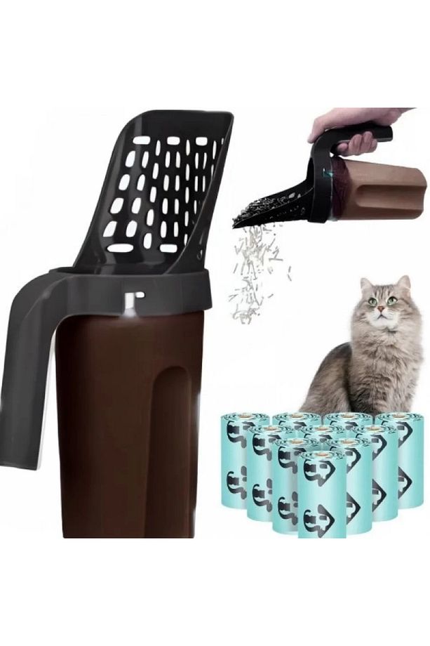 Yeni Nesil Poşetli Kedi Kumu Küreği-hazneli - 1