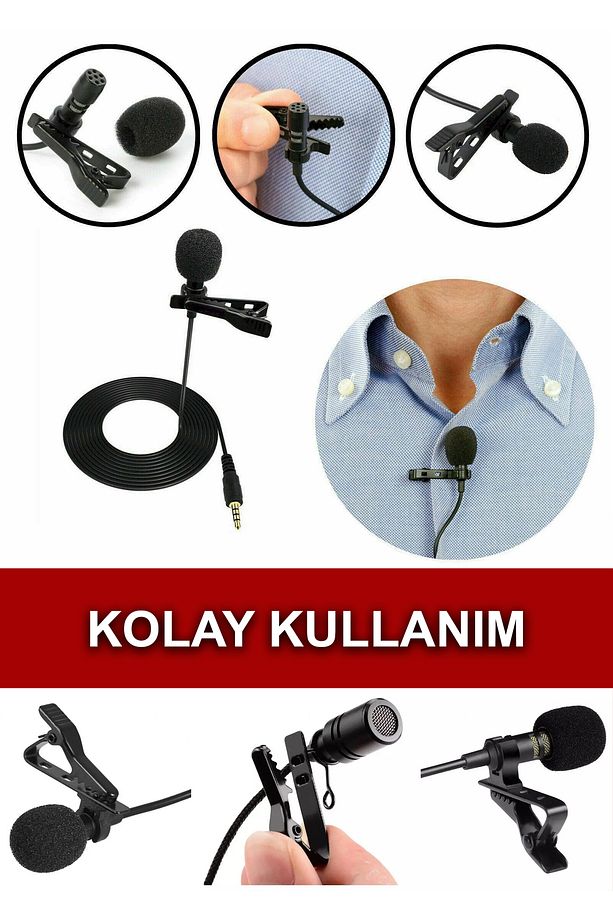 Tekli Profesyonel 3.5mm Jak Girişli Yaka Mikrofonu Oyuncu Mikrofonu Telefon Bilgisayar Kamera Uyumlu - 4