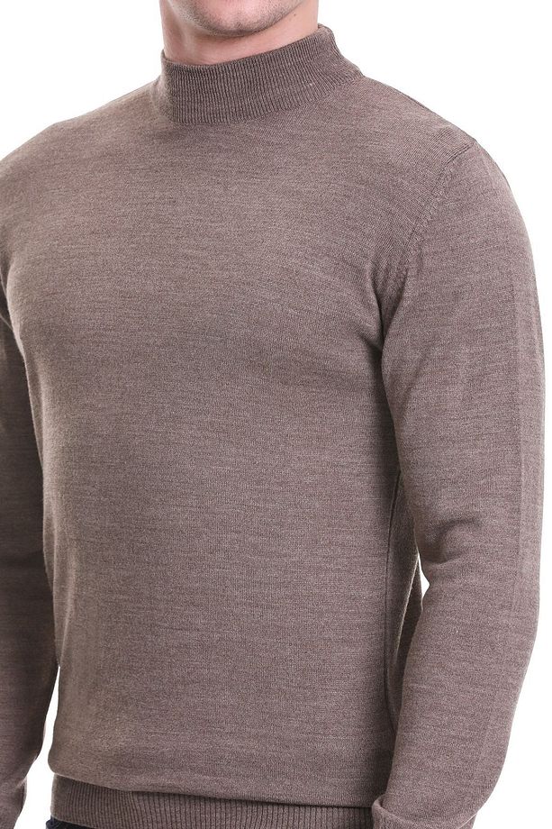 Vizon Regular Fit Düz Yarım Balıkçı Yaka Yünlü Triko Kazak - 5