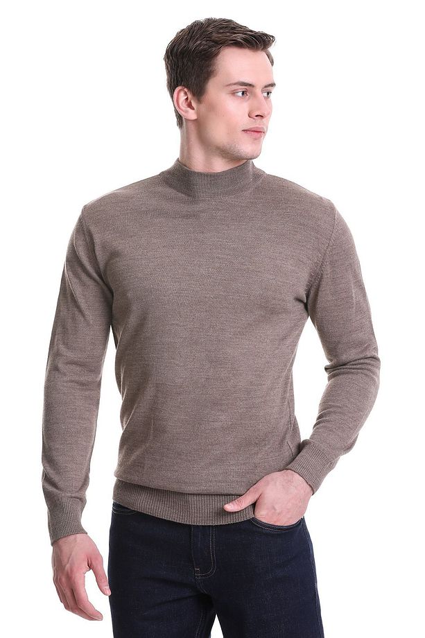 Vizon Regular Fit Düz Yarım Balıkçı Yaka Yünlü Triko Kazak - 3