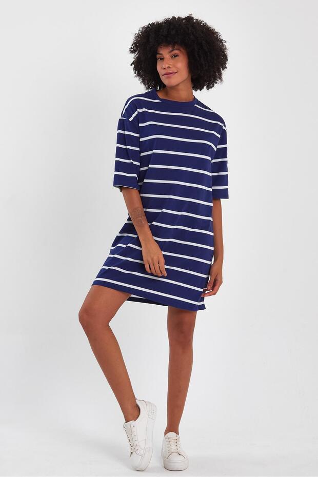 Bisiklet Yaka Basic Elbise (B23-00134) - 1