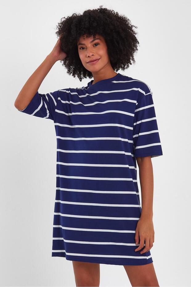 Bisiklet Yaka Basic Elbise (B23-00134) - 3