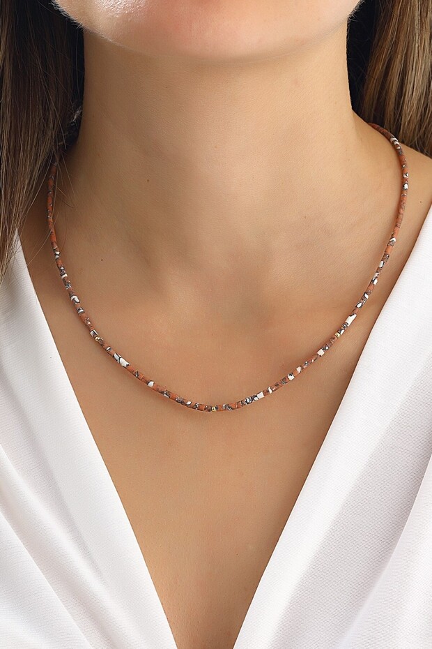 Doğal Taşlı Dİzi Kolye - 1