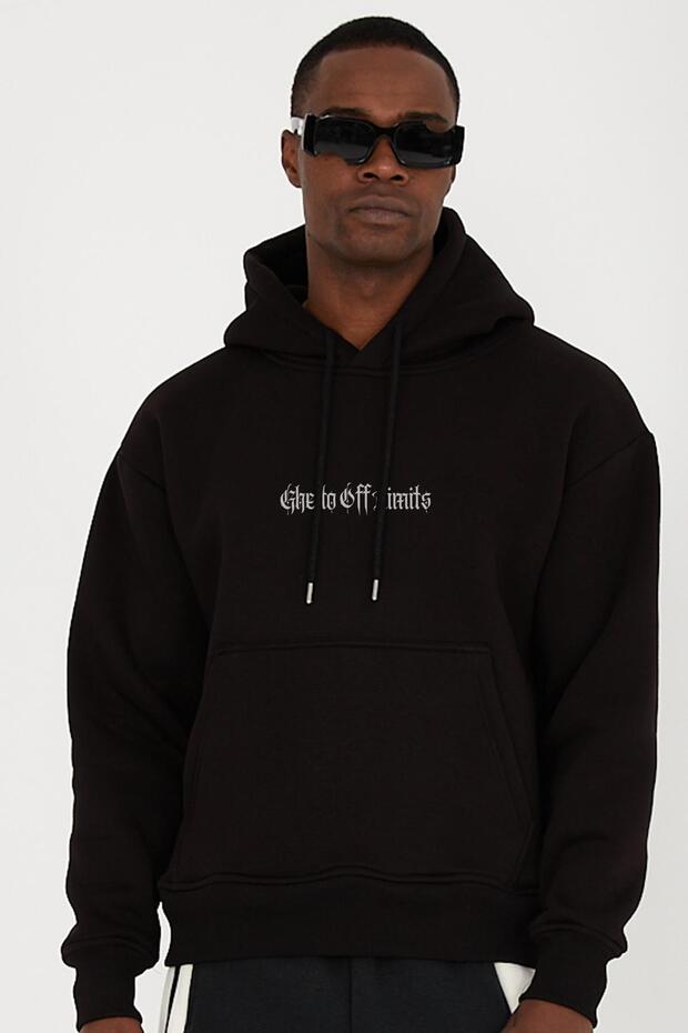 Shut Oversize Unisex Siyah Sweatshirt - 1