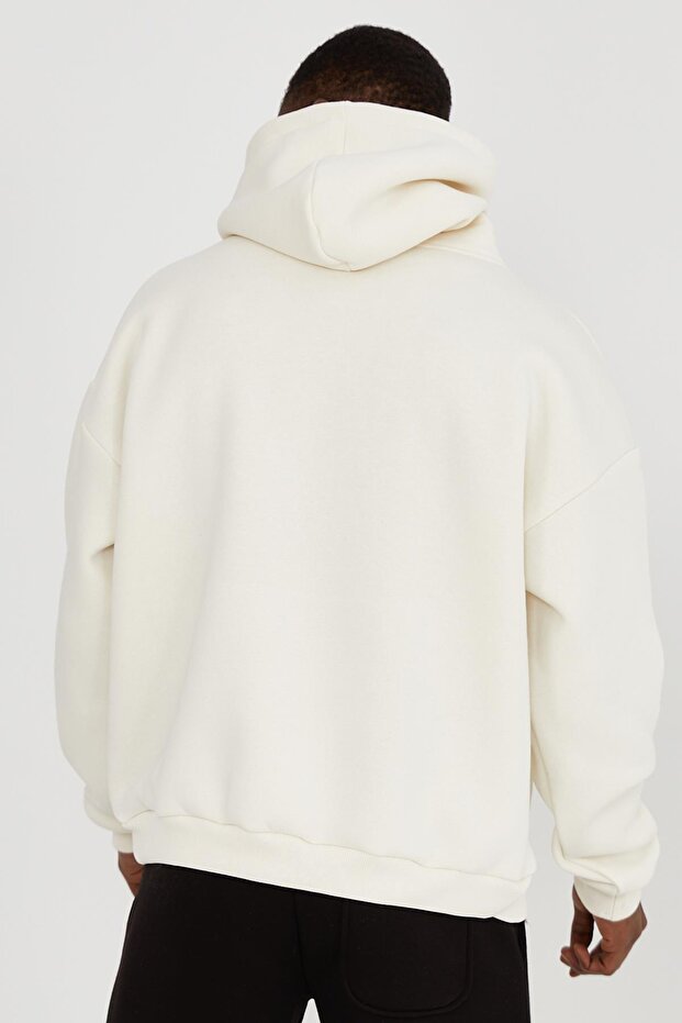 Basic Oversize Unisex Ekru Sweatshirt - 2