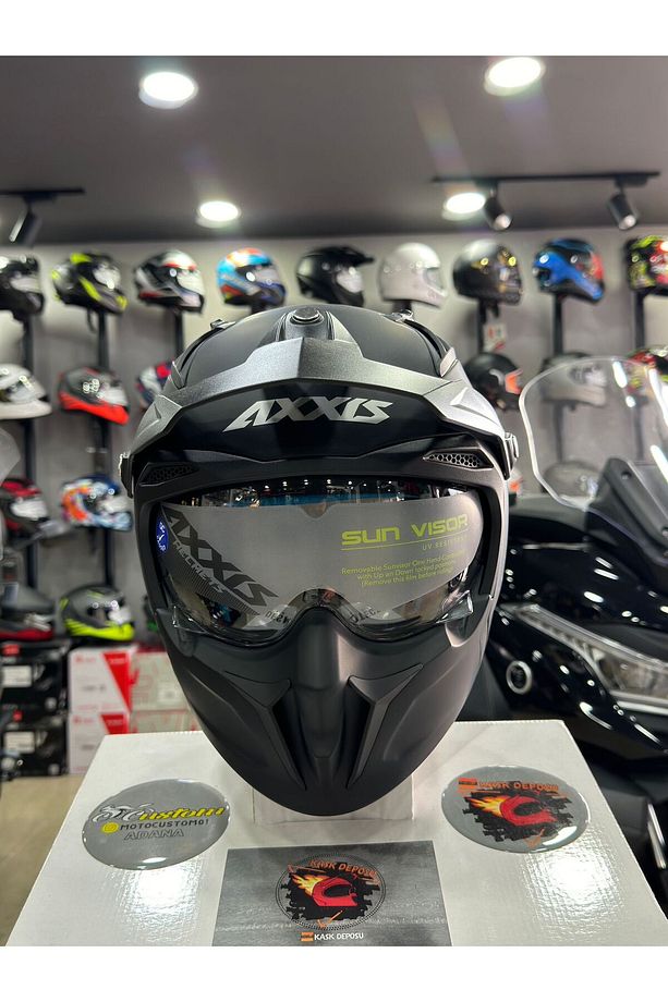 AXXIS Hunter SV Solid A1 Çift Vizörlü Çene Çıkabilen Kask - 6
