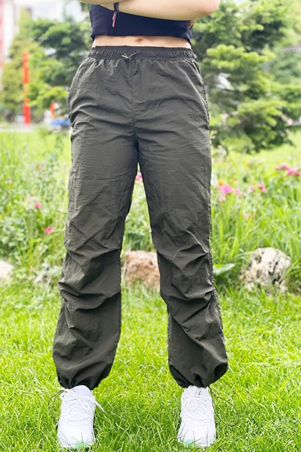 Girl's Elastic Legs Jogger Parachute Pants