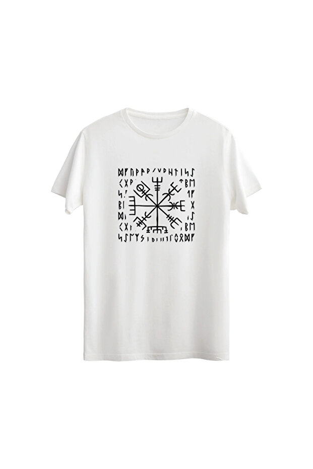 تي شيرت عادي بنمط بوصلة الفايكنج - 1