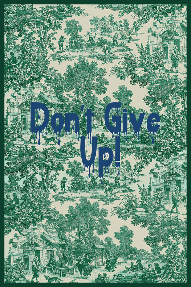 Farah Series Design Green Don'T Give up Written Vintage Background Decorative Carpet 3204