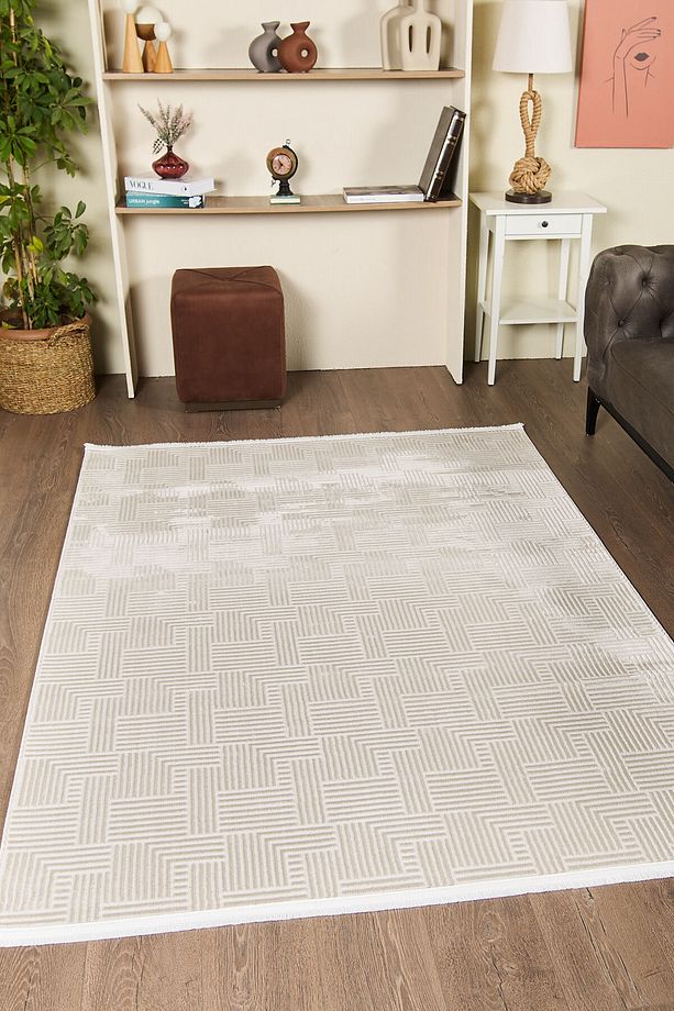 Mono Kolekiyonu Modern Sık Dokuma Saçaklı Halı - Salon Oturma Odası Halısı - 1