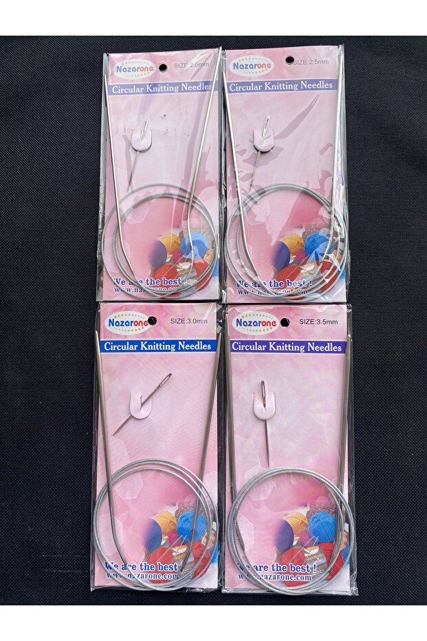 100 CM ÇELİK MİSİNALI ŞİŞ SETİ 4 ADET İNCE NUMARALAR (2/2.5/3/3.5) - 1