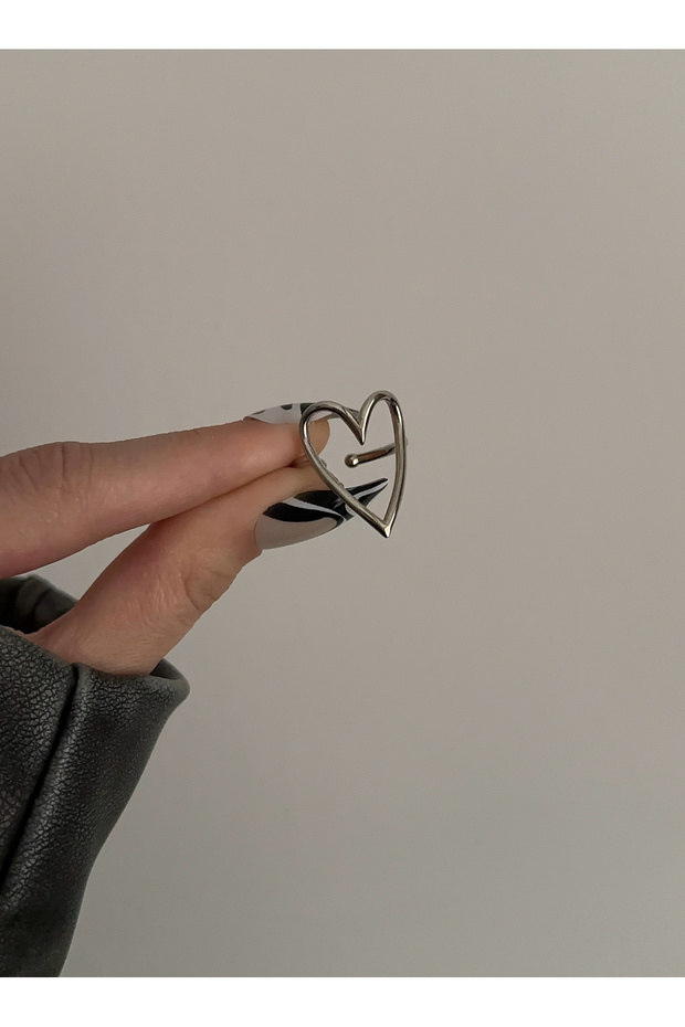 خاتم قابل للتعديل على شكل قلب كبير - 1
