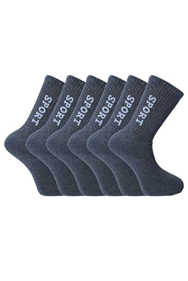 Men's Socks Towel Heeled Sports Socks / 3 Pairs Gray