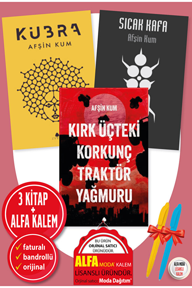 Afşin Kum 3 KİTAP SET Kırk Üçteki Korkunç Traktör Yağmuru + Sıcak Kafa + Kübra + Alfa Kalem - April