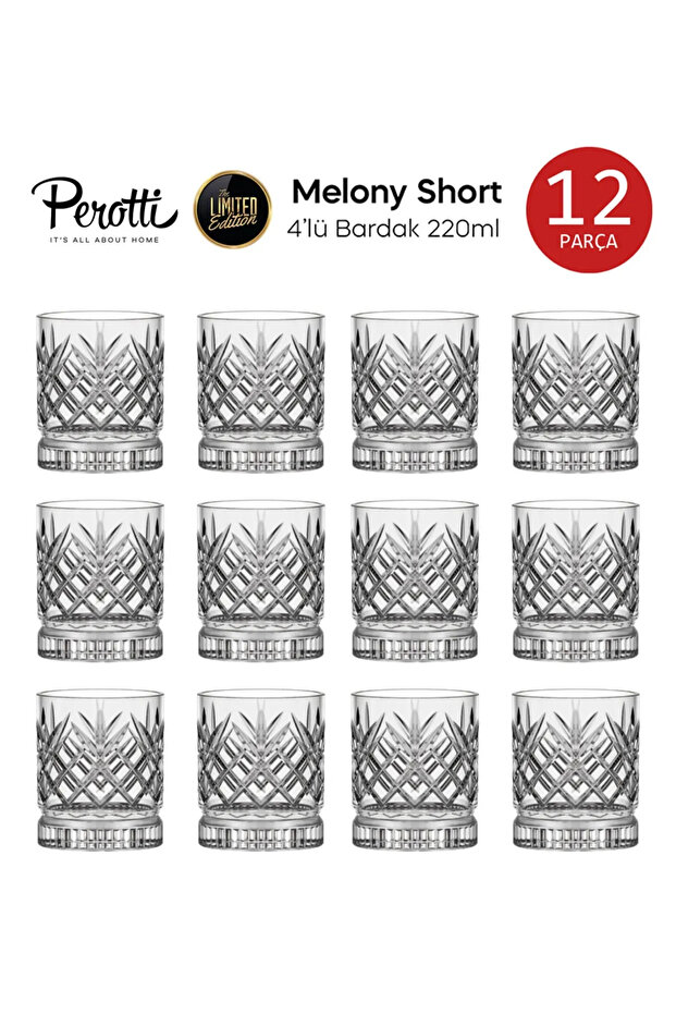 Bpa Free Water Glass 220 Cc Crystallized Self-Patterned Melony Series White 200-249 ml 12 Glass Whiskey Glass