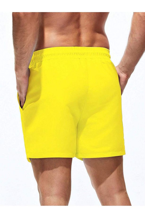 Sarı Erkek Çapa Baskılı Basic Standart Boy Mayo Deniz Şortu - 2