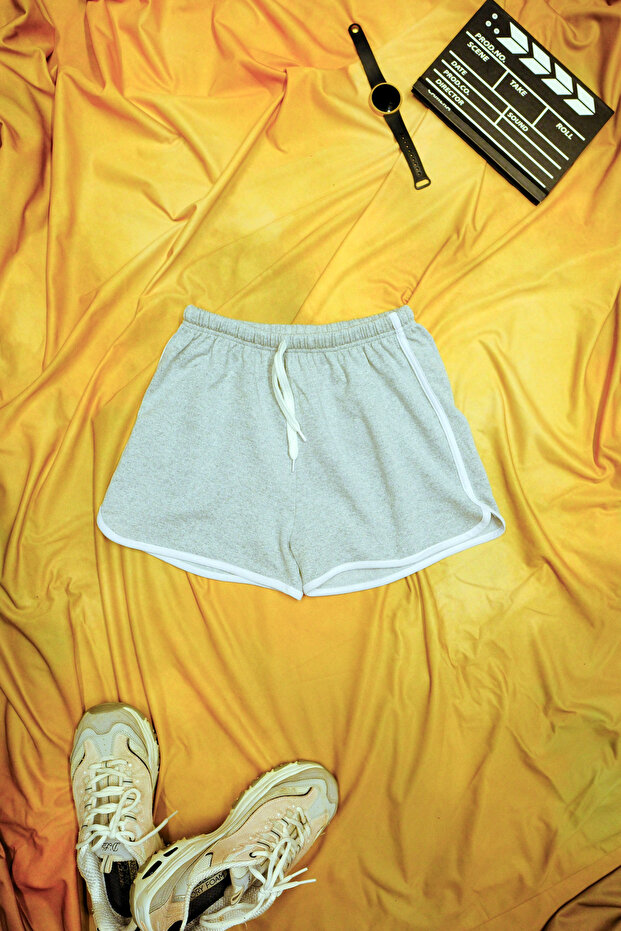 WOMEN'S COMBED WHITE TIE SLIT MINI SHORTS DAXİS Sportwear Company