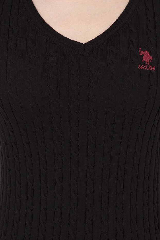 Schwarzer Basic-Pullover für Damen - 6