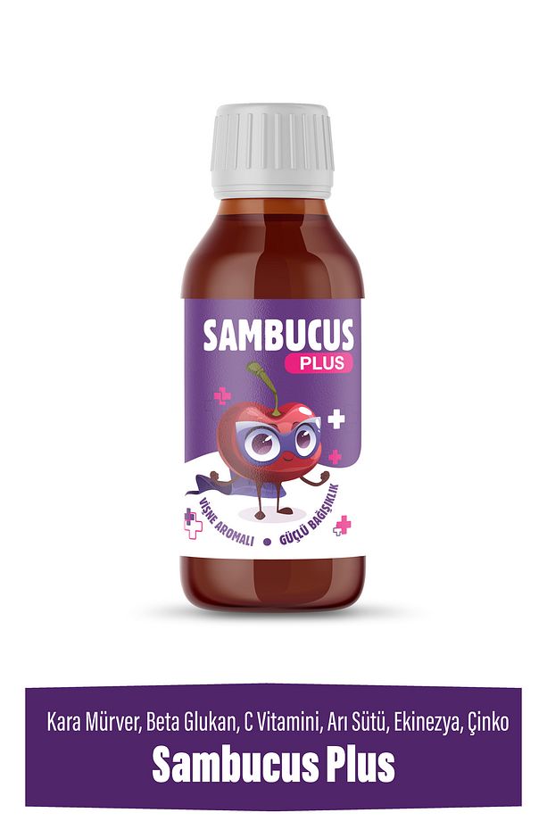 Sambucus Plus Vişne Aromalı Şurup 150 Ml (Kara Mürver, Beta Glukan, Ekinezya, Arı Sütü) - 3