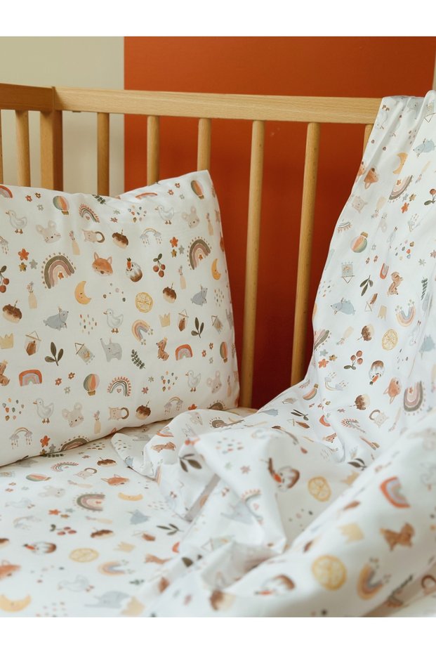 Cotton Satin Fitted Sheet Set (100x200)-Boho Doodle