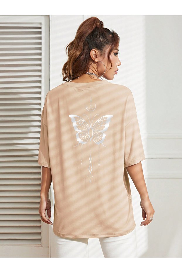 WOMEN'S BACK BUTTERFLY PRINT T-SHIRT DAXİS Sportwear Company