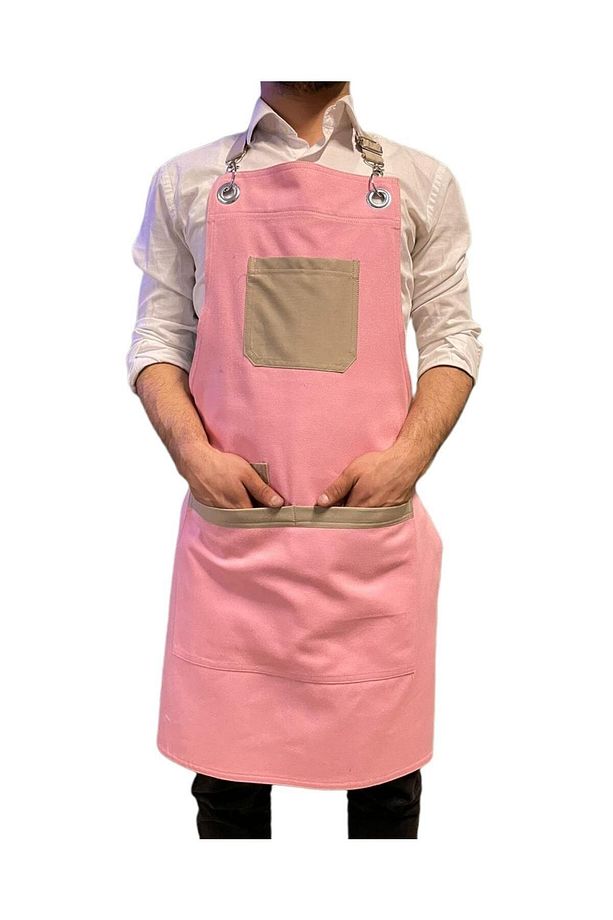Pembe Trend Önlük Cafe Restoran Ayarlanabilir Askılı Önlük Model - 3