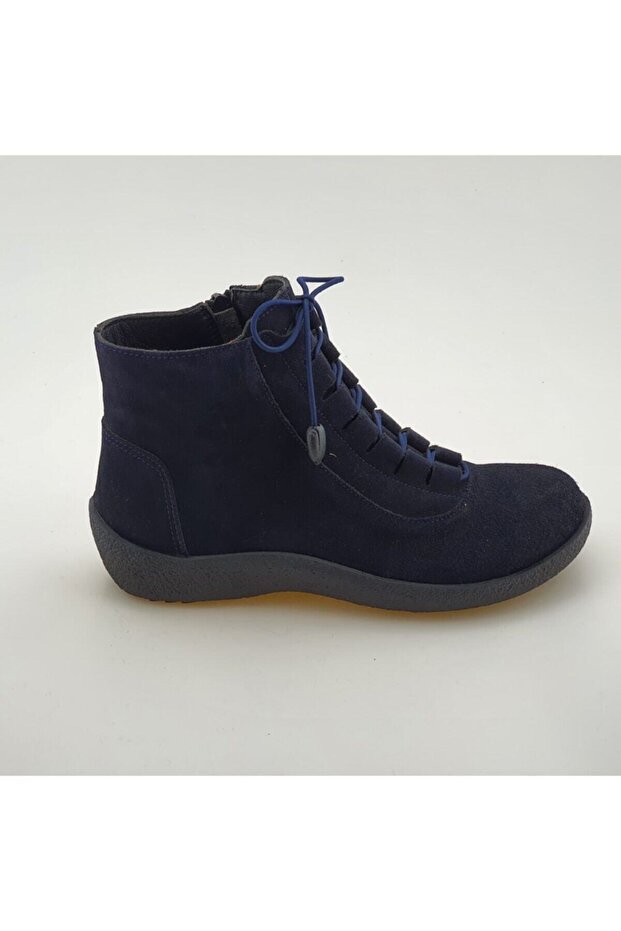 Genuine Leather Navy Blue Suede Comfort Boots