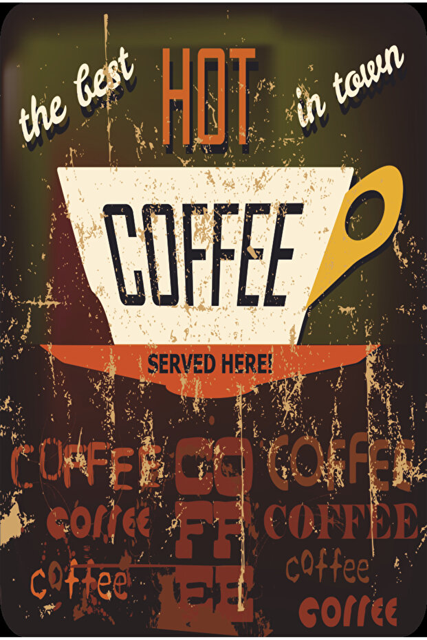 Good Quality Hot Coffee Cup Cafe Bar Kitchen Decor Painting Distressed Nostalgic Retro Wood Poster