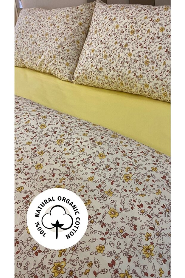 Gold 100% Cotton Double Duvet Cover Set Boxed Product