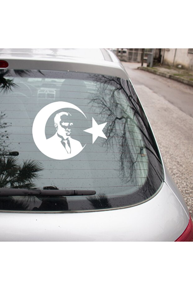 25 cm White Turkey Moon Star and Ataturk Label Sticker