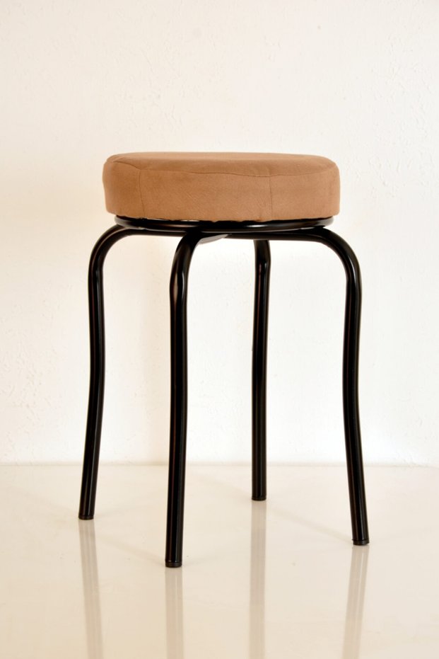6 Pieces Brown Thai Feather Black Profile Stool Metal Stool Kitchen Stool Thick Stool