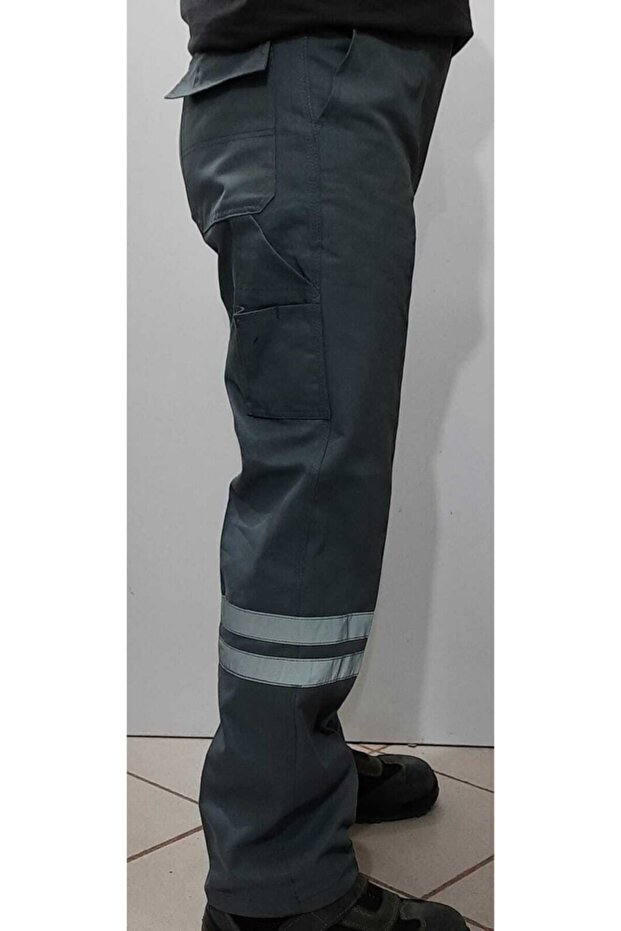 بنطلون عمل رمادي متعدد الجيوب - 4