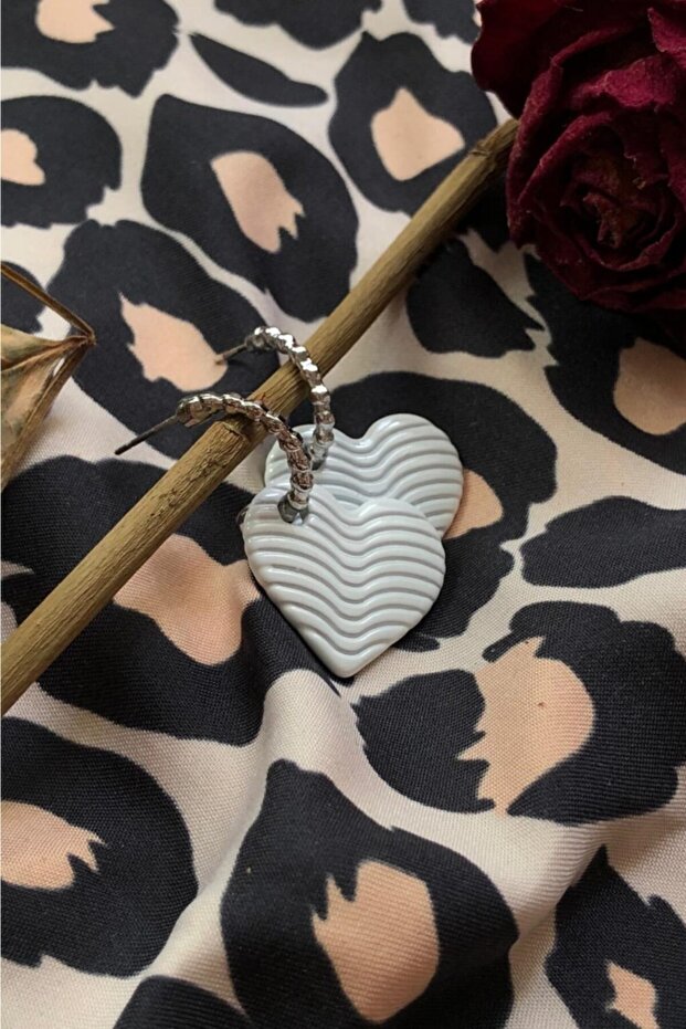 Bright White Color Antiallergic Heart Earrings