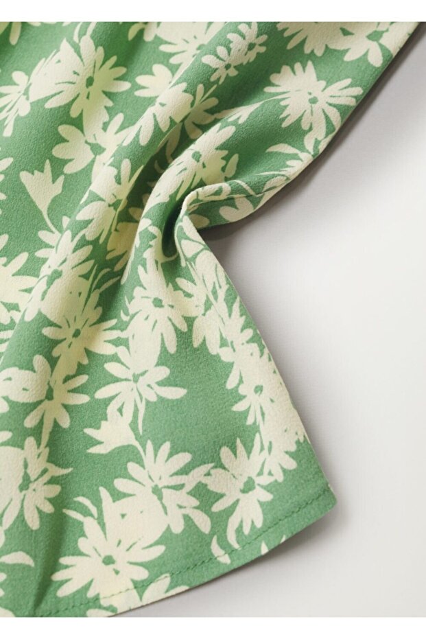 Kadın Yeşil Çiçekli Bluz - 6